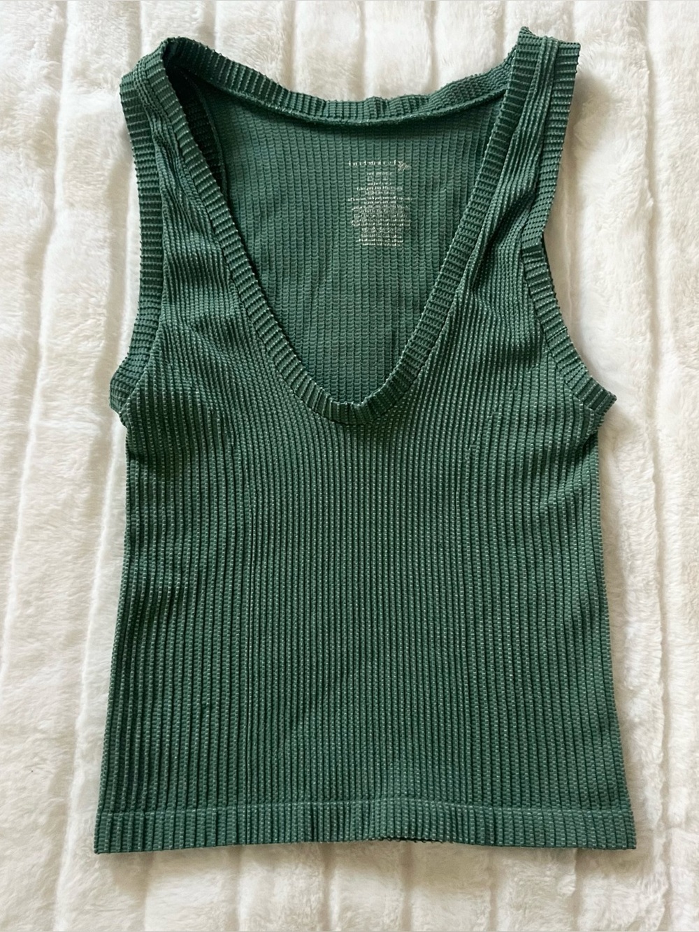 Free People Green Ribbed Fitted Tank Top